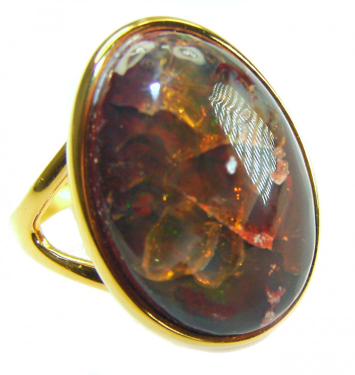 Queen of Fire best quality 22.4 carat Mexican Opal 18K Rose Gold over .925 Sterling Silver handmade ring 7