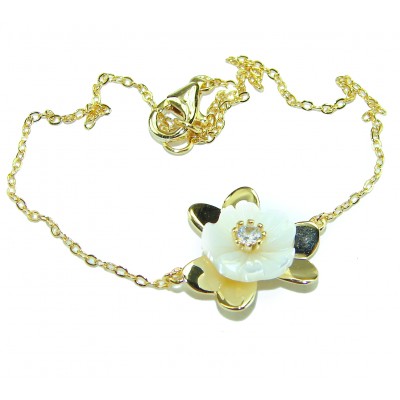Floral design Blister Pearl 14K Gold over .925 Silver handmade Bracelet