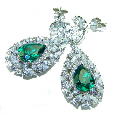 Giovanna - Authentic 8.9 carat Emerlad .925 Sterling Silver handcrafted earrings