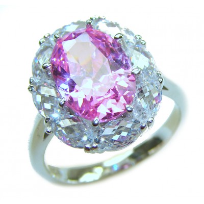 Art Deco - Born to Glam authentic 10.5 CARAT Pink Topaz .925 Silver handcrafted Eternity Ring s. 6