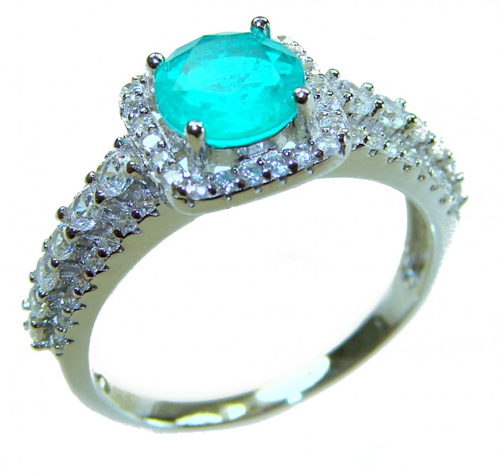 Gabriella - Luxurious 4.6 carat Emerald .925 Sterling Silver handcrafted Cocktail Ring s. 8 1/4