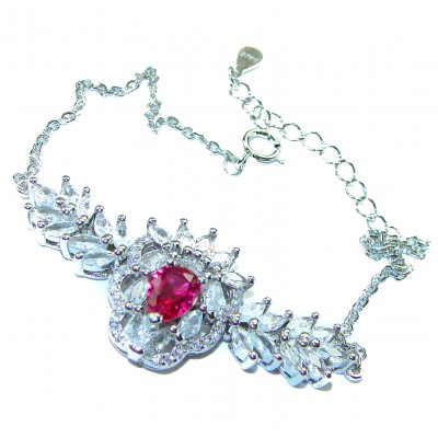 Natural 6.7 carat Ruby .925 Sterling Silver handmade Statement Bracelet