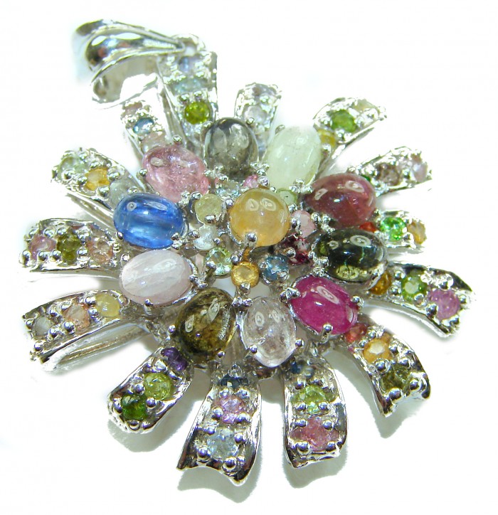 Brazilian Beauty 25.5ctw emerald cut Brazilian Tourmaline .925 Sterling Silver handmade Pendant