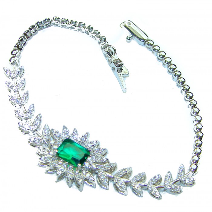 Giovanna - Authentic 15.9 carat Emerlad .925 Sterling Silver handcrafted Statement bracelet