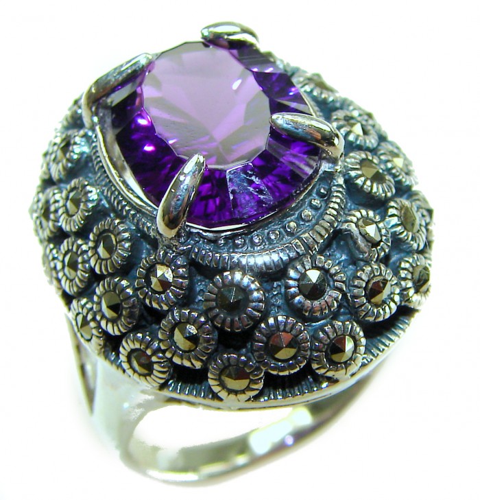 Purple Odyssey 20.5 carat Purple Amethyst .925 Sterling Silver Handcrafted Ring size 7