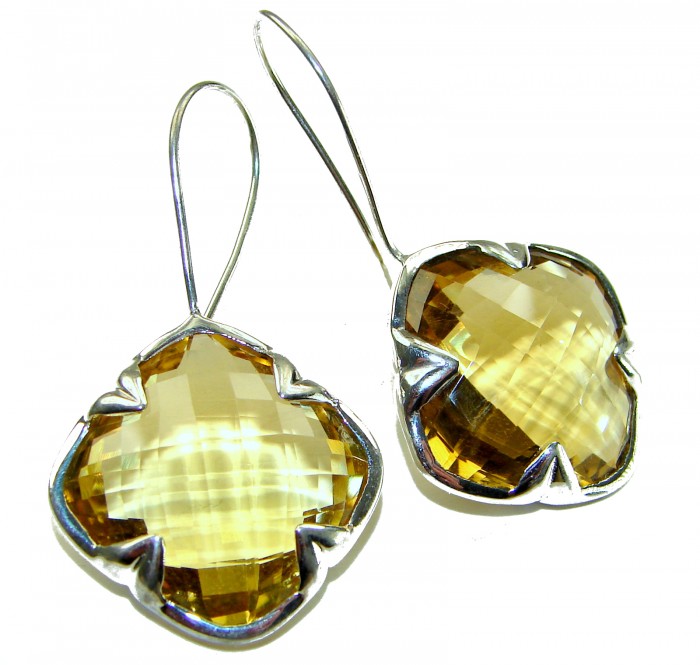 Summer Friday 25.8 carat Lemon Quartz .925 Sterling Silver handcrafted Statement Earrings