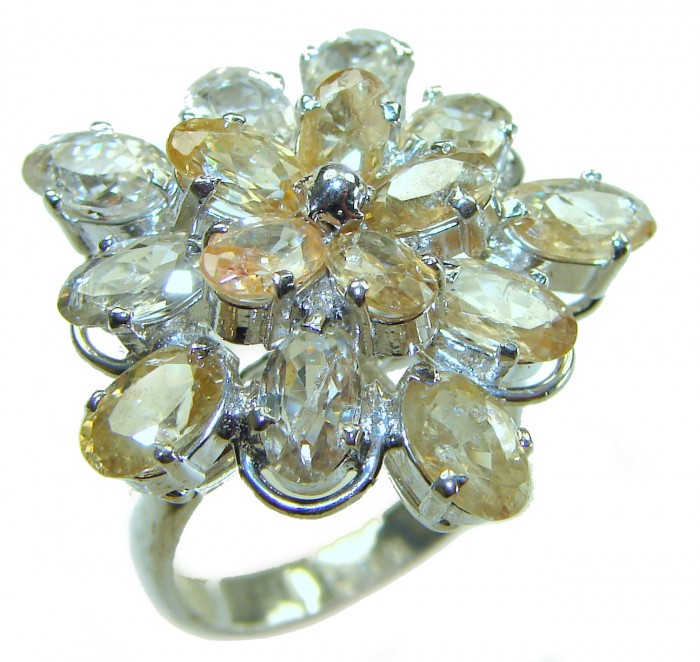 Liliana 33.5 carat Champagne Smoky Topaz .925 Sterling Silver Oversized Ring size 8 1/2