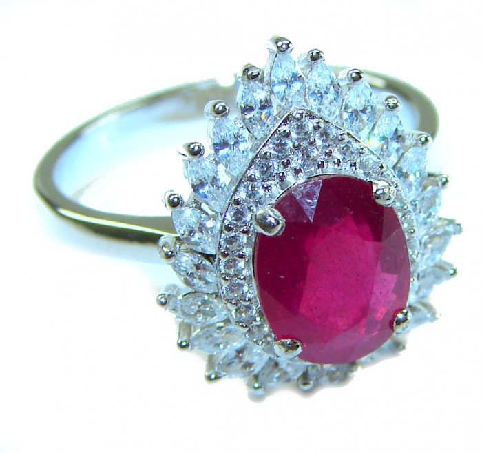 Real Beauty Natural 8.9 carat Ruby .925 Sterling Silver handmade Statement Ring size 8 1/4