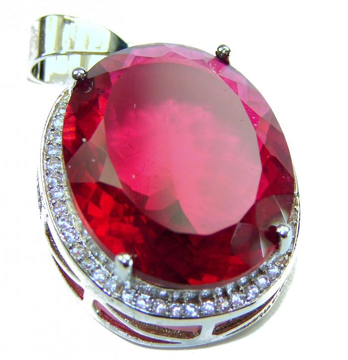 Superior quality 20.15 carat Electric Red Helenite .925 Sterling Silver Pendant