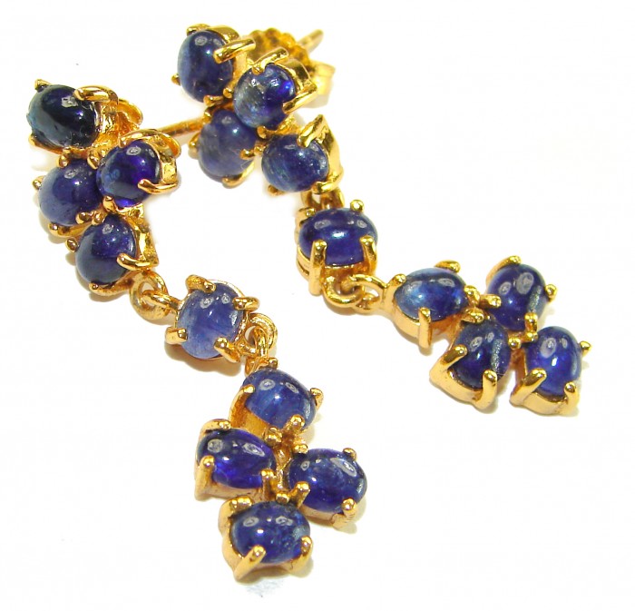 Giovanna - Authentic 11.9 carat Sapphire 18K Gold over .925 Sterling Silver handcrafted earrings