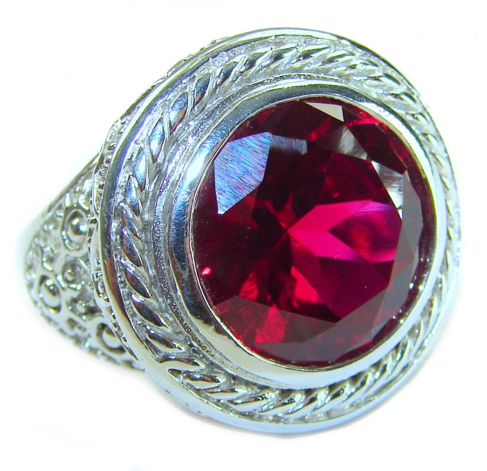Passion Genuine 29.8 CARAT Red TOPAZ .925 Sterling Silver Large Statement Ring size 9