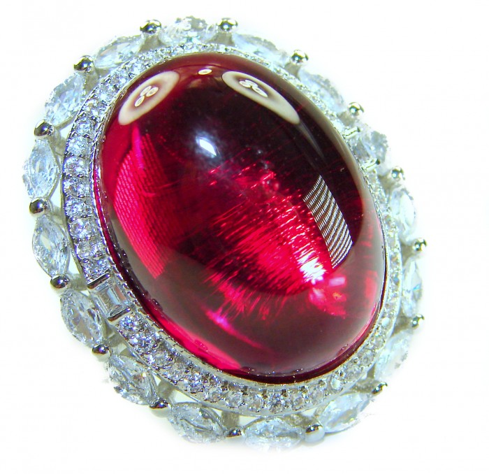Bella Rosa Genuine 28.5 CARAT Star Ruby .925 Sterling Silver Large Statement Ring size 7
