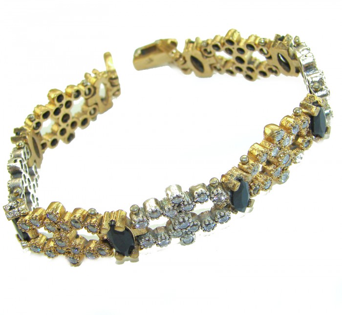 Gabriella 22.2 carat authentic Sapphire rhodium over .925 Sterling Silver handcrafted Statement Bracelet