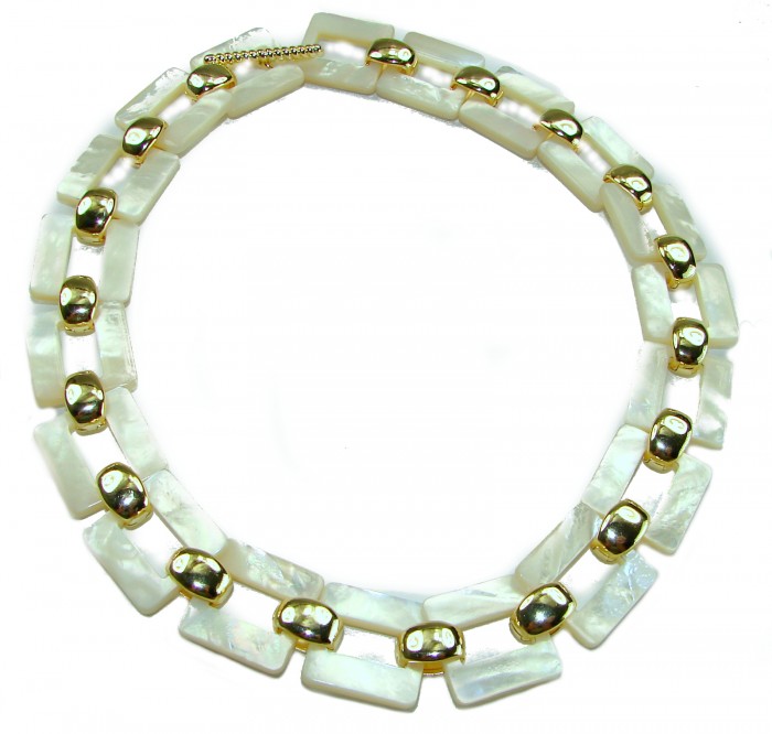 Rainbow Cascade Precious natural Blister Pearl 18K Gold over .925 Sterling Silver Necklace; 82.5 grams