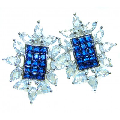 Born to Glam authentic 10.5 carat Sapphire .925 Sterling Silver handcrafted earrings