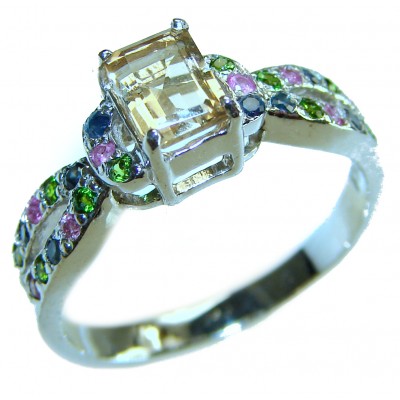 Golden Treasure 3.5 carat Citrine .925 Sterling Silver Handcrafted Ring size 9