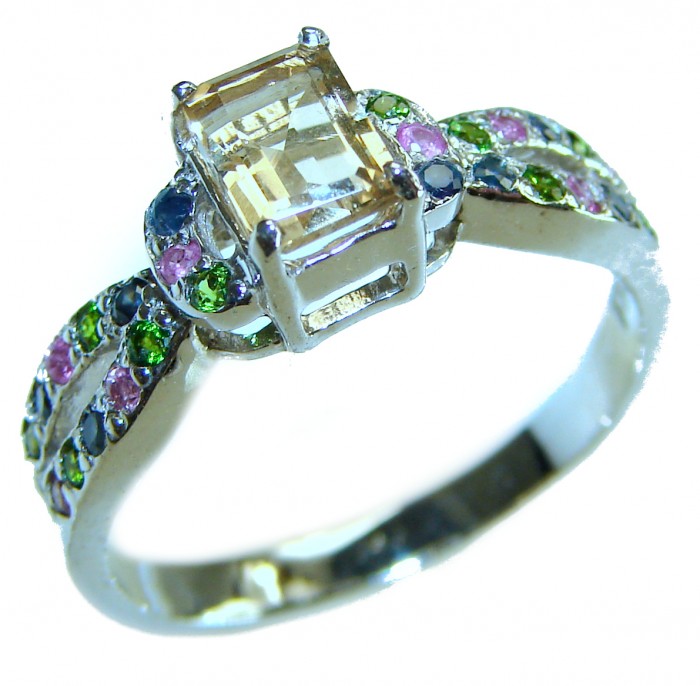 Golden Treasure 3.5 carat Citrine .925 Sterling Silver Handcrafted Ring size 9