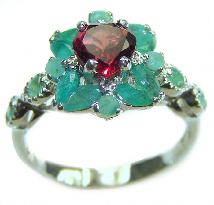 Rachel 4.5 carat Red Garnet .925 Sterling Silver handcrafted ring; s. 6