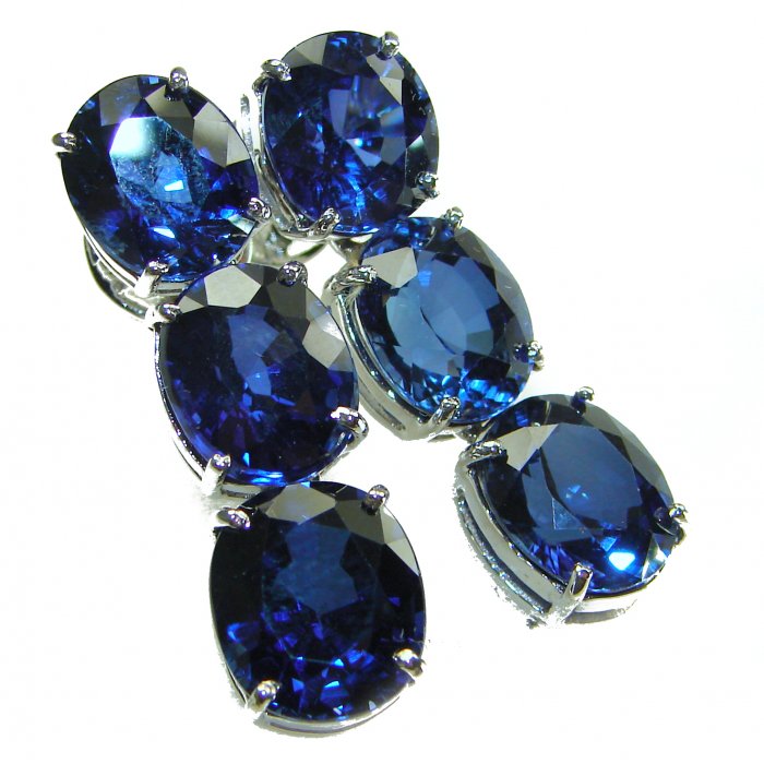 Oceania - Deep Ocean 22.5 carat London Blue Topaz .925 Sterling Silver handmade Statement earrings - video