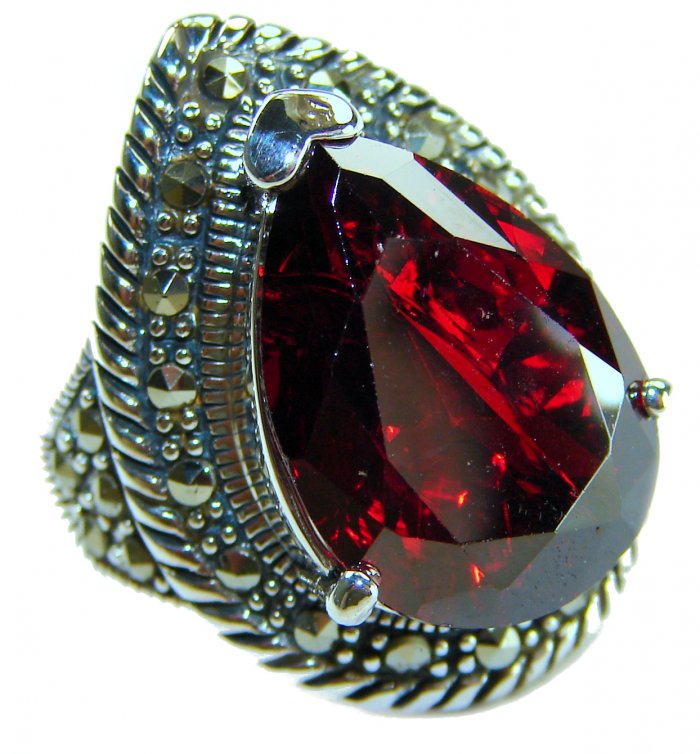 Bella Rosa Genuine 26.2 CARAT Star Ruby .925 Sterling Silver Large Statement Ring size 9 - video