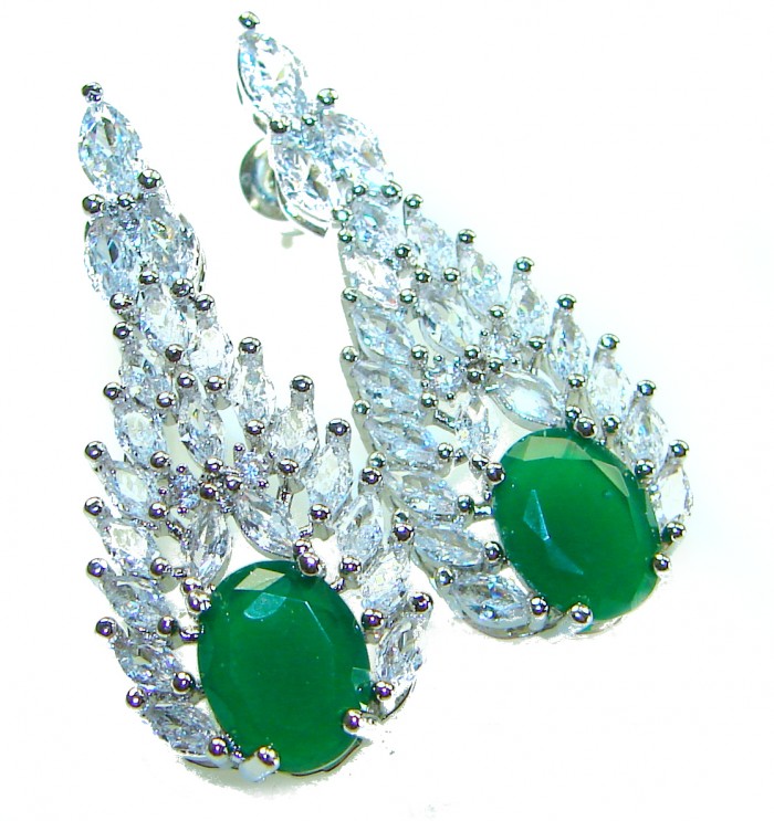 Sofia - Authentic 7.9 carat Emerlad .925 Sterling Silver handcrafted earrings