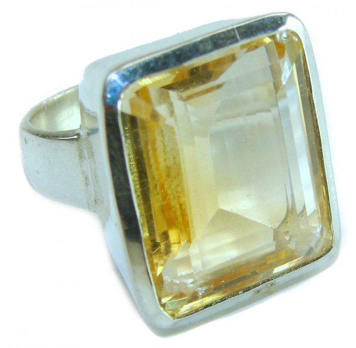 28.8 carat Genuine Heliodor .925 Sterling Silver handcrafted ring size 6 - video