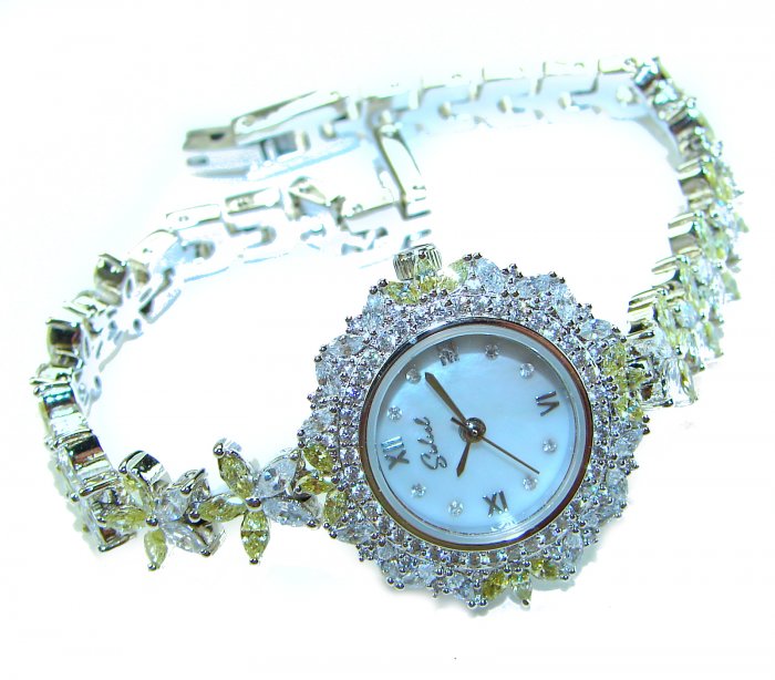 Precious 108.8 carat natural Peridot White Topaz .925 Sterling Silver handmade Bracelet - Watch - video