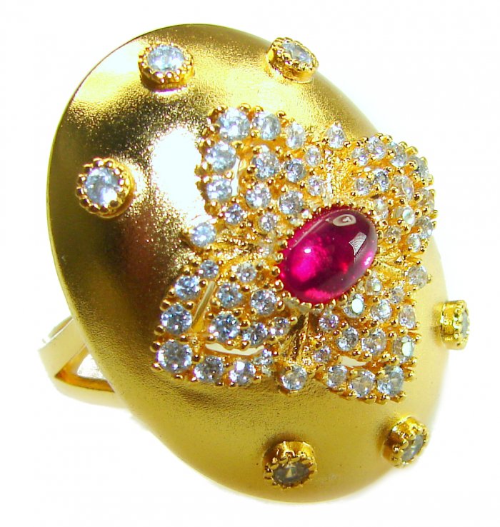 Byzantine design Authentic 2.2 carat 18K Gold over .925 Sterling Silver handcrafted Large Ring s. 8 - video
