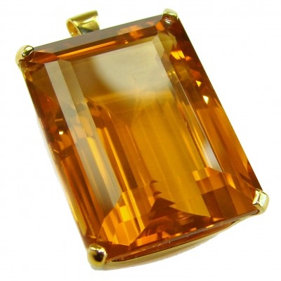 Luxury genuine 52.5 CARAT baquette cut Champagne Topaz .925 Sterling Silver dipped in 18K Gold handmade Pendant