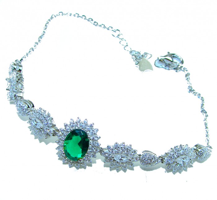 Giovanna - Authentic 6.8 carat Emerlad .925 Sterling Silver handcrafted Statement bracelet