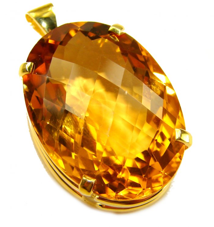 Luxury genuine 47.7CARAT oval cut Champagne Topaz .925 Sterling Silver dipped in 18K Gold handmade Pendant - video