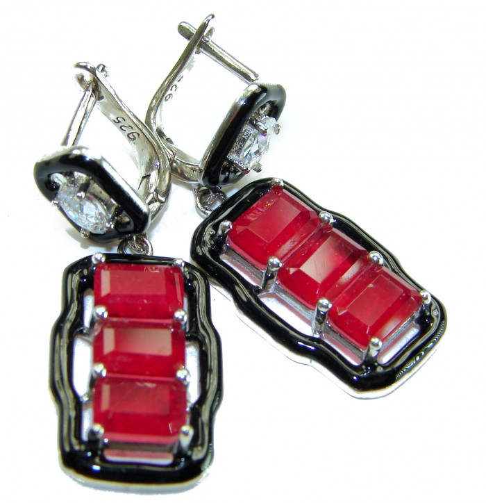 Royalty 5.2 carat Ruby .925 Sterling Silver .925 Sterling Silver Statement earrings