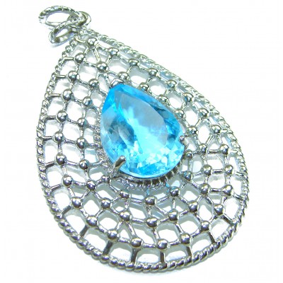 Pacifica 12.5 carat authentic Blue Topaz .925 Sterling Silver Handcrafted pendant