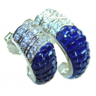 Born to Glam authentic 10.5 carat Sapphire .925 Sterling Silver handcrafted earrings