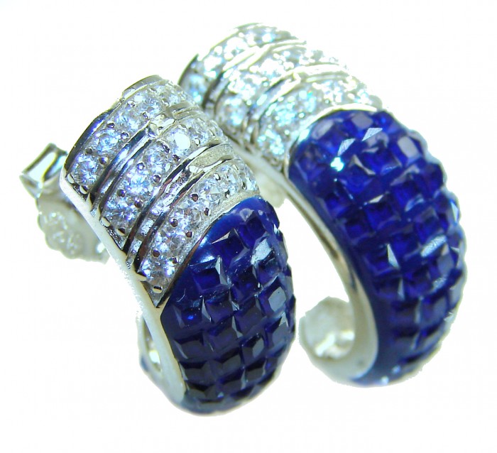 Born to Glam authentic 10.5 carat Sapphire .925 Sterling Silver handcrafted earrings
