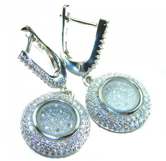 Floating Memories 11.5 carat White Topaz .925 Sterling Silver Handcrafted Statement earrings - video