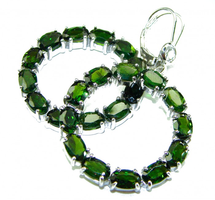 Authentic 22.9 carat CHROME DIOPSIDE from Siberia .925 Sterling Silver handmade Large Statement earrings