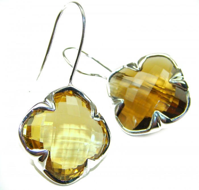 Alessandra 22.5 carat Champagne Smoky Topaz .925 Sterling Silver handmade Earrings