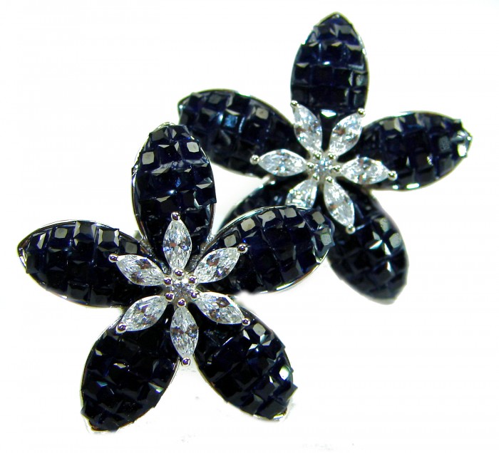 Incredible green Flowers genuine 10.5 CARAT Sapphire .925 Sterling Silver handcrafted Earrings