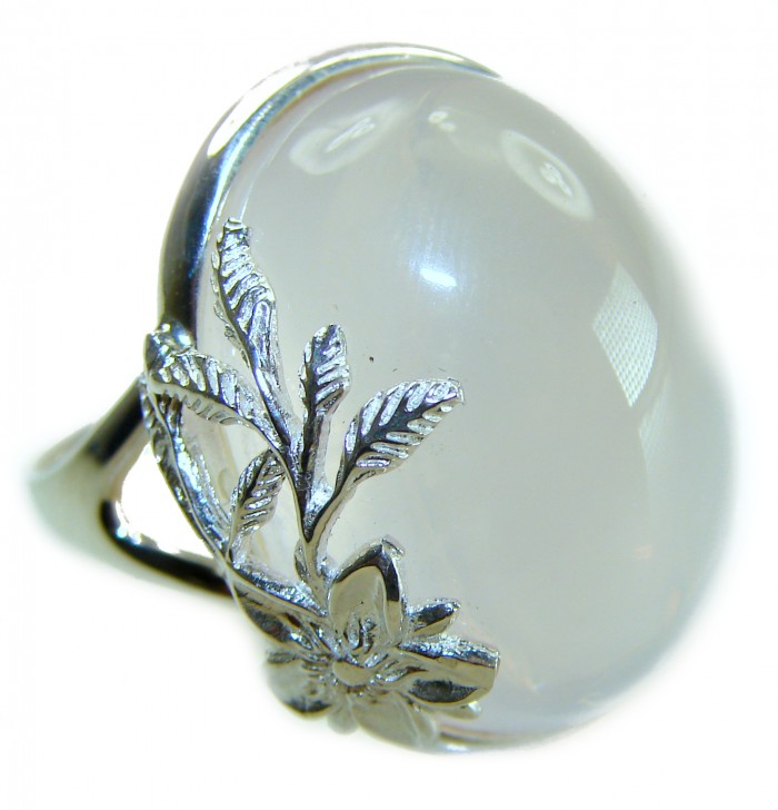 Vintage Design - Brazilian Rose Quartz 28.5 carat 18K Gold over .925 Sterling Silver handcrafted Ring size 8