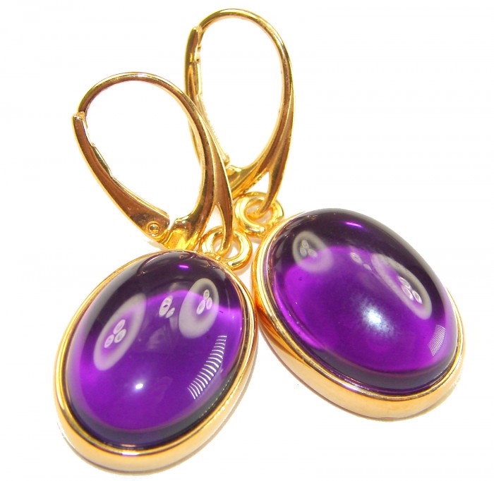 Lavender Beauty authentic 16.2 carat Amethyst 14K Gold over .925 Sterling Silver handcrafted earrings