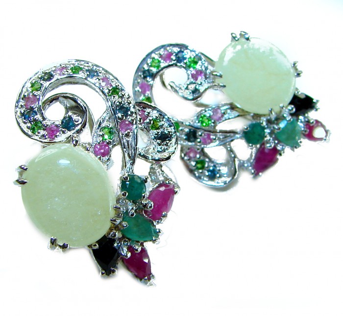 TIFFANY 5.2 carat 6.8 CARAT Australian White Opal .925 Sterling Silver incredible handcrafted Earrings