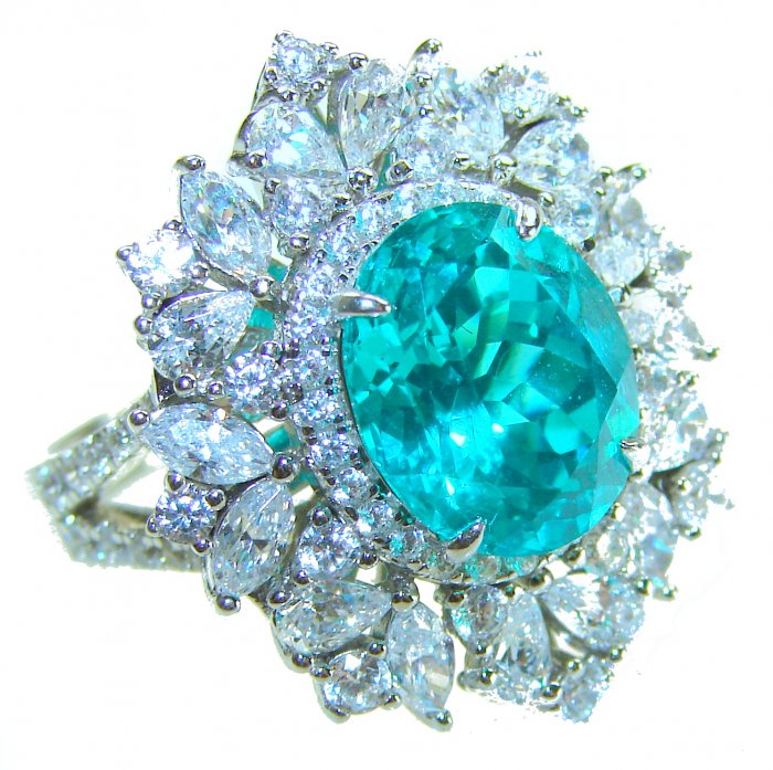 Wonderland 9.5 carat Brazilian Paraiba Tourmaline .925 Sterling Silver Handcrafted Ring size 7 1/4 - video