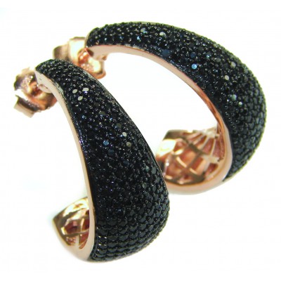 Authentic 6.2 carat Black Diamond 22K Rose Gold over .925 Sterling Silver handcrafted .925 Sterling Silver handcrafted earrings
