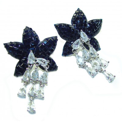 Magnificent Jewel 15.5 carat Sapphire .925 Sterling Silver handcrafted incredible earrings