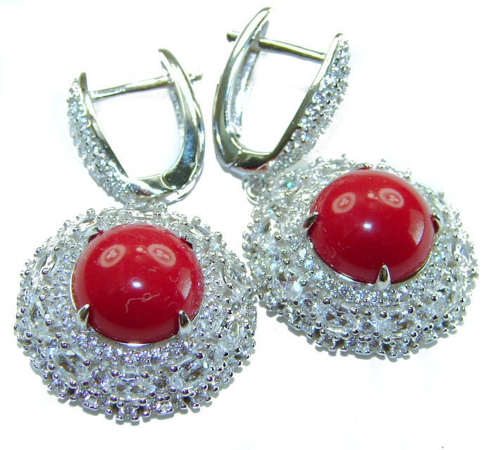 Elizabeth Natural Fossilized Coral .925 Sterling Silver handcrafted earrings