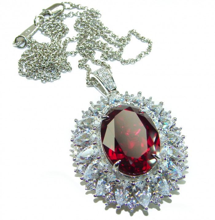 Magic 15.2 carat Ruby White Topaz .925 Sterling Silver .925 Sterling Silver Statement Necklace