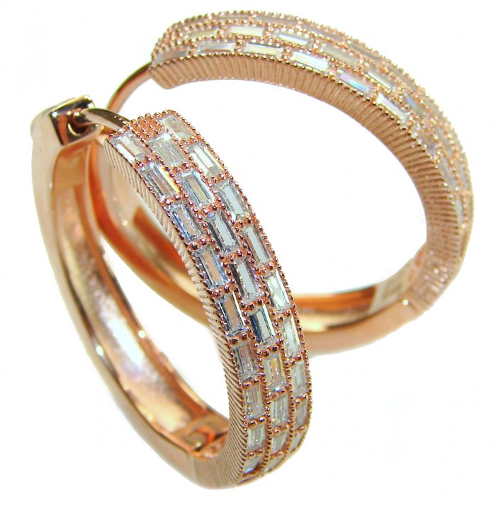 Allure Natural 12.2 carat White Topaz .925 Sterling Silver dipped in Rose Gold handcrafted hoop earrings - video