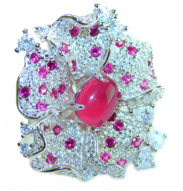 Real Beauty Natural 7.1 carat Ruby .925 Sterling Silver handmade Statement Ring size 8
