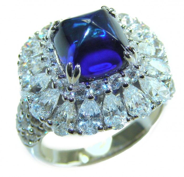 Born to Glam 5.2 carat natural Tanzanite .925 Sterling Silver Perfectly handcrafted Ring s. 7 1/4